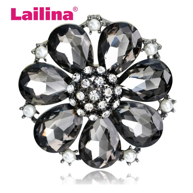 Factory Direct Sale Classic Crystal Rhinestones and Large Acrylic Flower Brooch Pins for Women in Various Colors | Украшения и