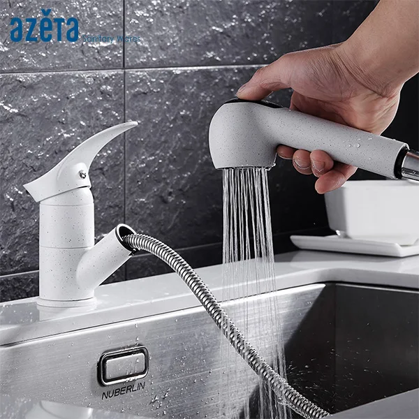 Кухонный кран Azeta MK6508WB выдвижной смеситель с одной ручкой для распыления краски