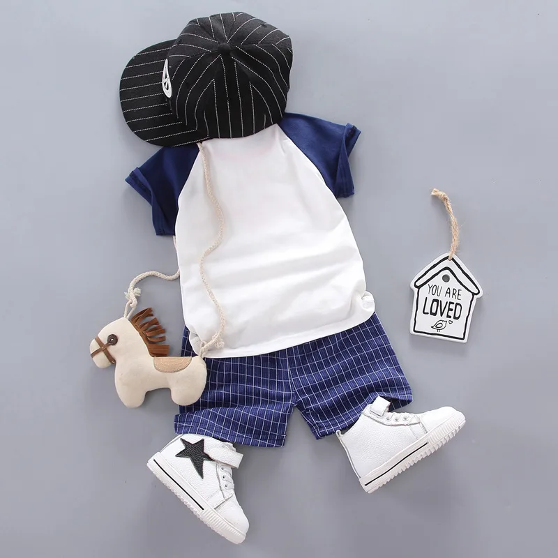 Baby Boy Clothes 2019 New Born Clothing Cartoon Bear Short Sleeve T-Shirt + Workwear Pants Children's Cotton Sportswear |