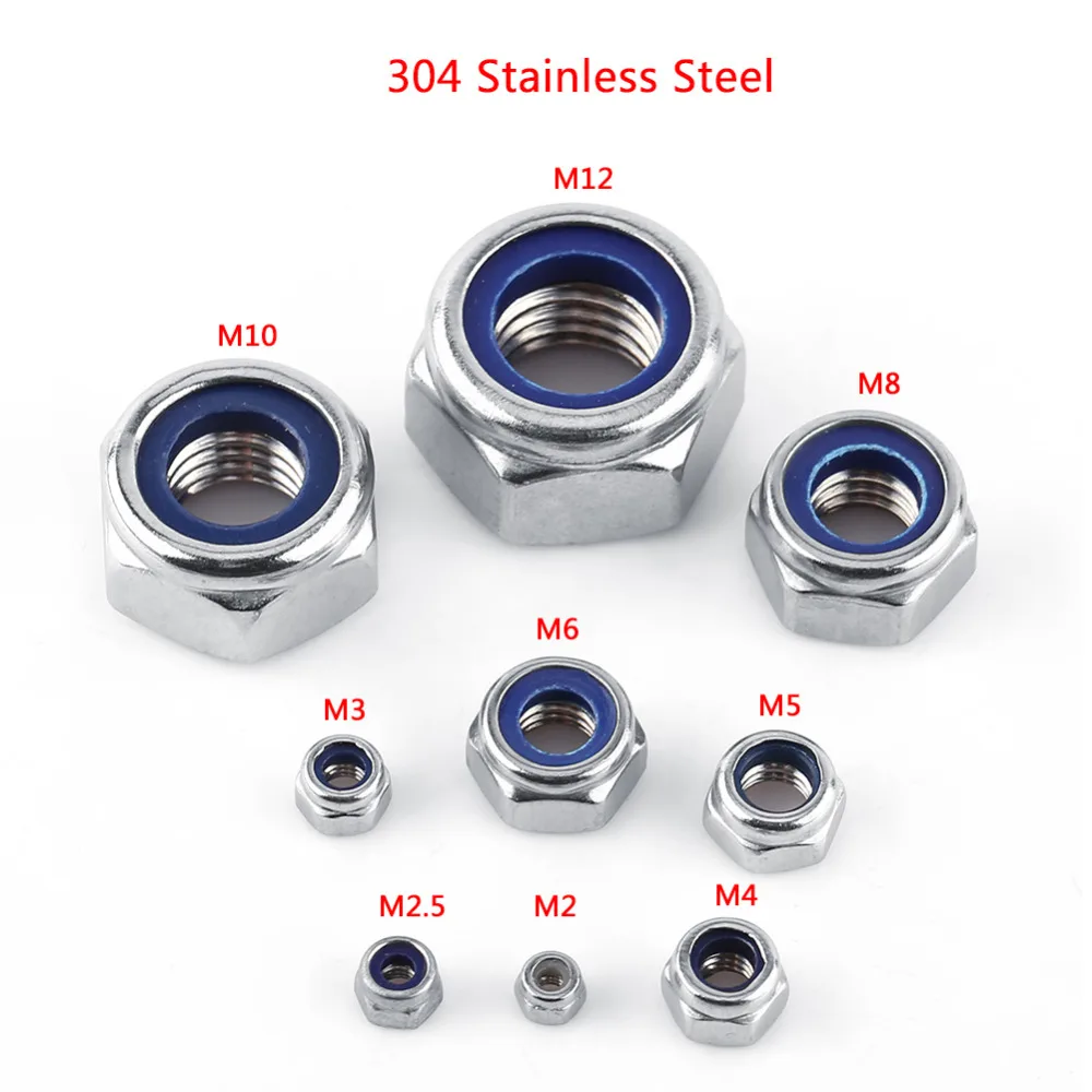 Новые 100 шт./лот M2 M12 гайки из нержавеющей стали Locknut SS304 самозакрывающиеся