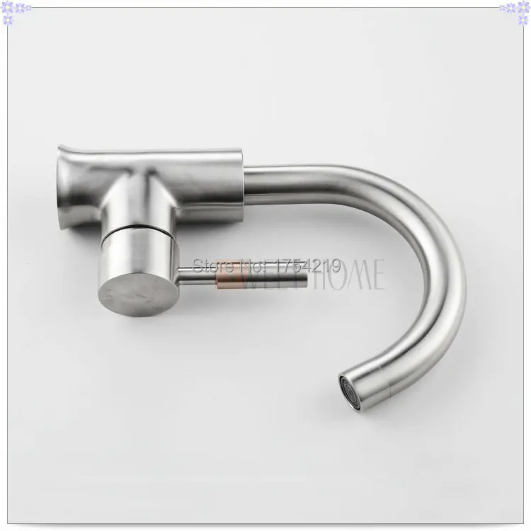 SUS 304 Stainless Steel Brushed Surface Single Handle Hole Basin Faucet misturador para banheiro | Строительство и ремонт