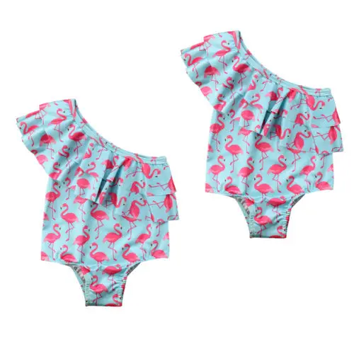 Новинка цельный купальный костюм для маленьких девочек с птицами из мультфильма