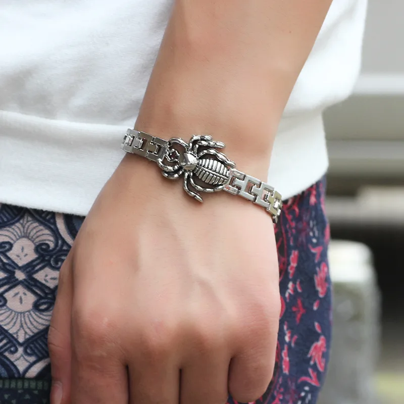 Titanium Steel bracelets &amp bangles Spider Jewelry Clasp Buckle bracelet men bracciali uomo Pulseira Feminina | Украшения и