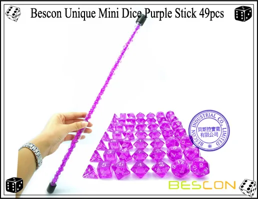 Bescon 49 шт драгоценный камень Фиолетовый Мини многогранные кости набор в длинной трубке, драгоценный камень мини Подземелья и Драконы РПГ кости 7X7 шт, набор с длинной палкой