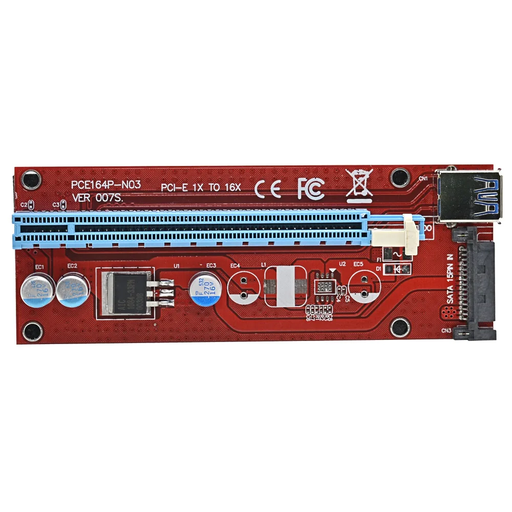 Оптовая продажа 60 см USB 3.0 PCIe Riser Card pci e Express 1x to16X Extender адаптер SATA 15pin Питание