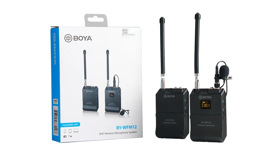 BOYA BY-WFM12 Беспроводная VHF микрофонная система для DSLR камеры iPhone видеокамера аудио рекордер планшет двойной домкрат для передатчика