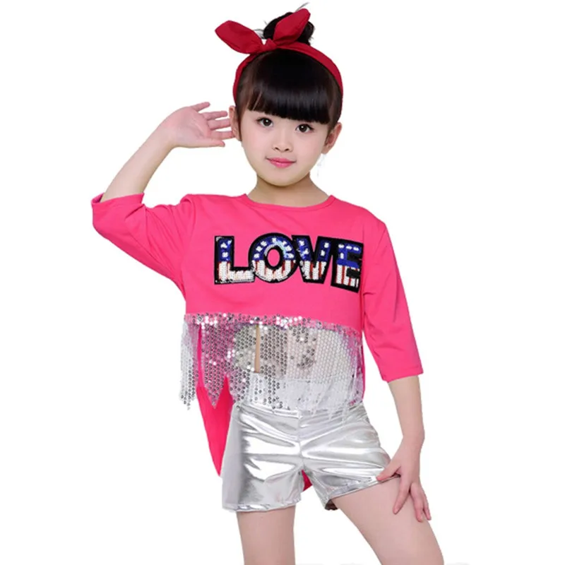 Детский костюм для джазовых танцев с блестками комплект из 2 предметов девочек