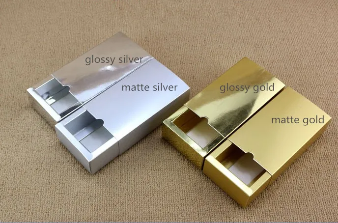 

10pcs- Frosted Gold Drawer Craft Gift Handmade Soap Box Glossy Silver Paper Tea Candy Chocolate wedding party packaging boxes