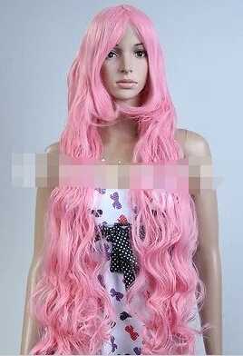 100CM Long Pink Women Wig Fashion Wavy Lady Full Hair Party Synethetic |
