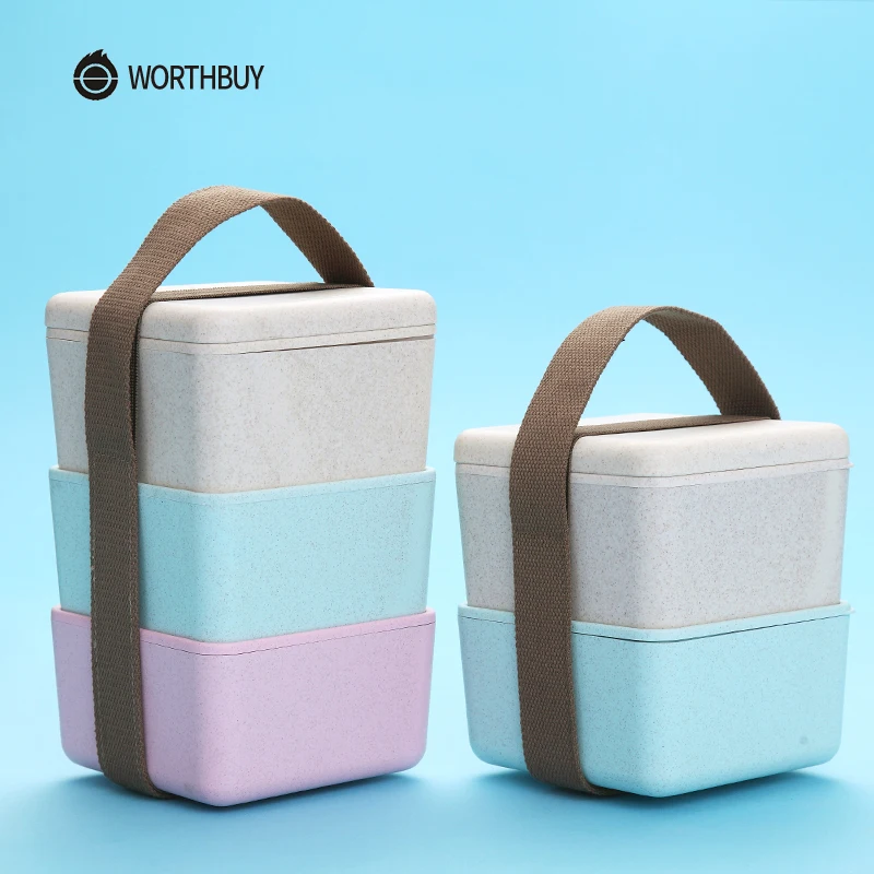 WORTHBUY японский Ланч-бокс для микроволновки детей школы пшеничной соломы
