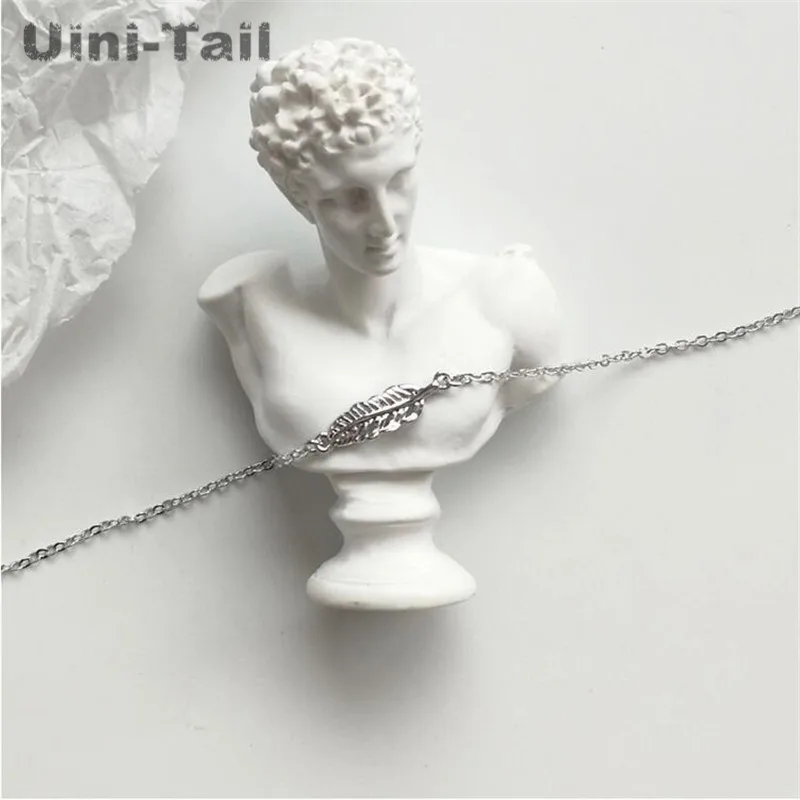 Новинка 2019 браслет Uini-Tail из стерлингового серебра 925 пробы с простыми перьями
