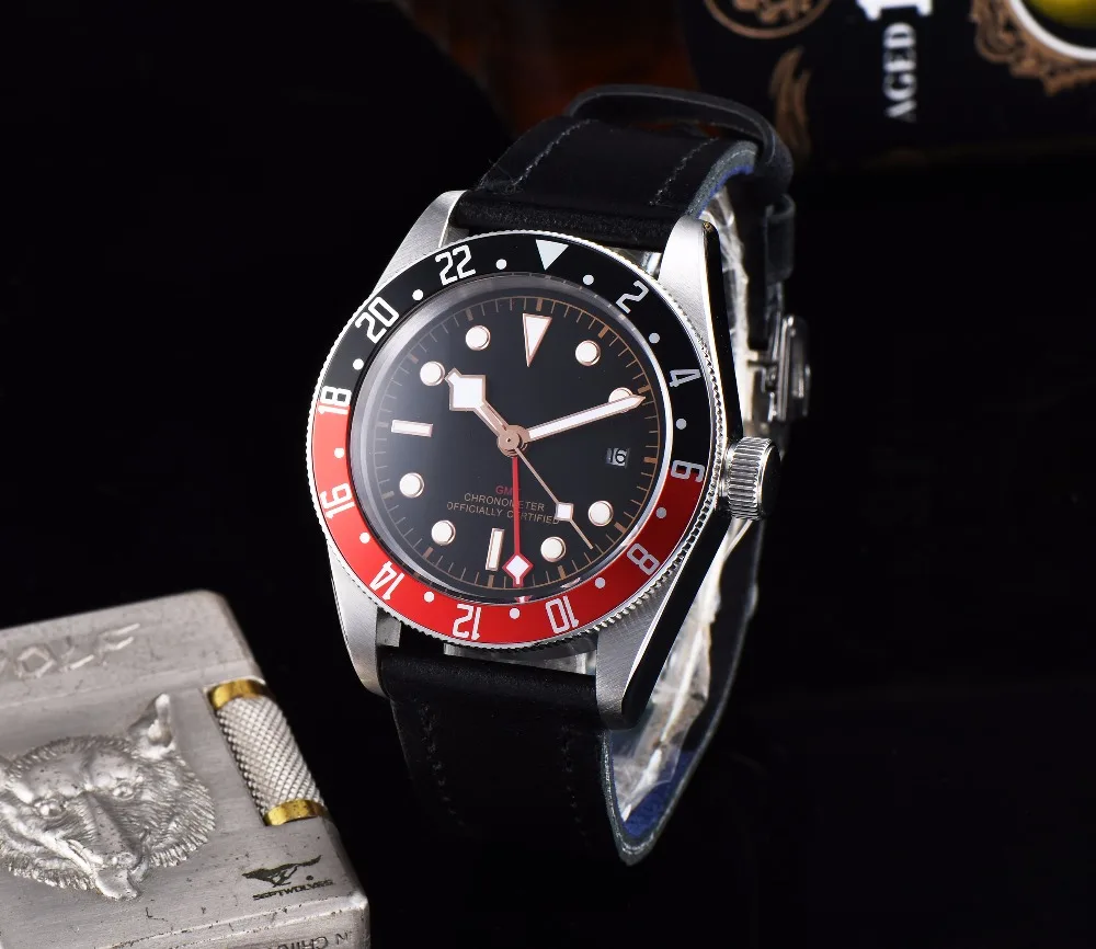 41 мм Corgeut водонепроницаемые часы сети GMT руки сапфировое стекло Роскошные