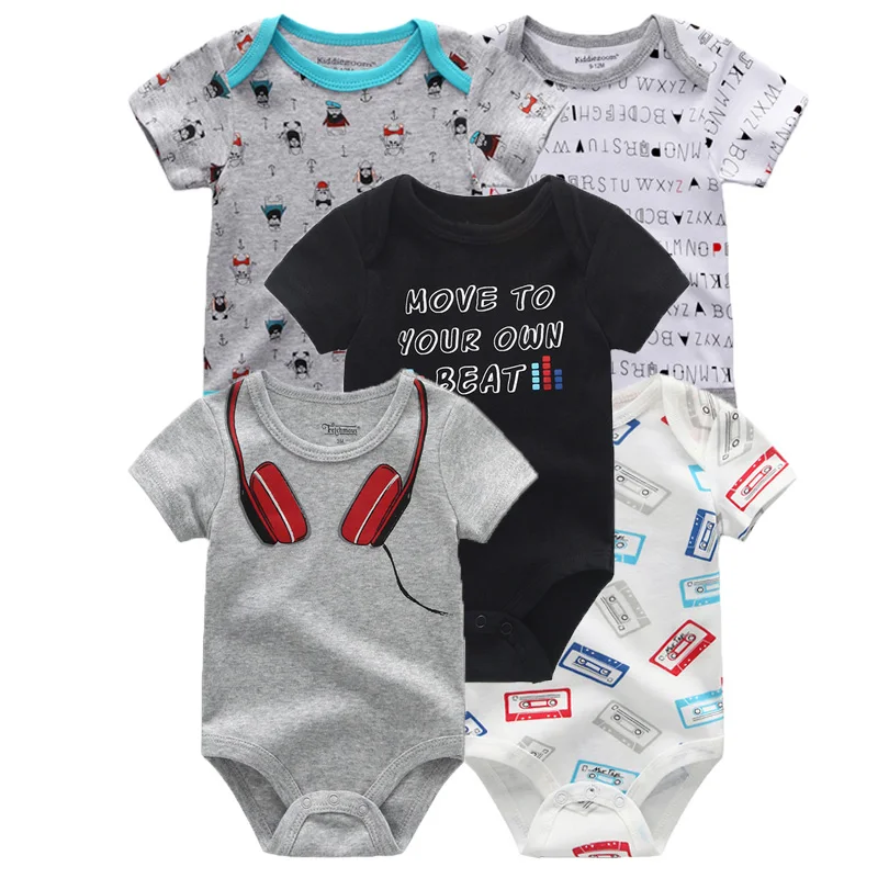 5 шт./лот, детские комбинезоны унисекс для новорожденных, короткий комбинезон без рукавов для малышей с круглым вырезом, 0 до 12 месяцев, хлопковые комплекты одежды для малышей, roupa de bebe - Цвет: BDS5402