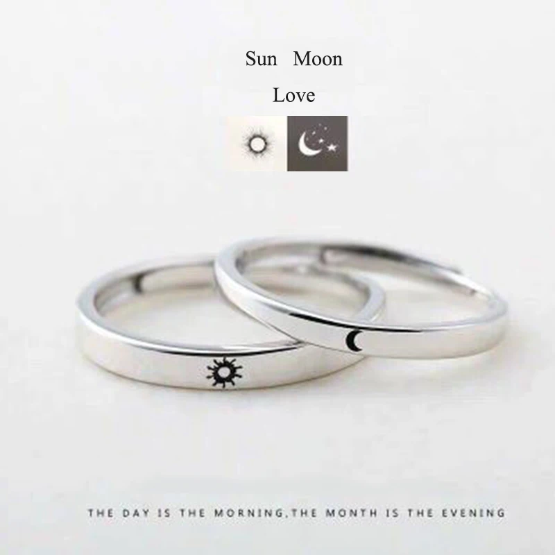 Qevila Fashion Vincent Van gogh Moon Sun Love Rings Silver Color Adjustable Women‘s Men's Wedding Engagement Party Jwelry | Украшения