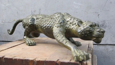 WBY+++ free shipping 28&quotChinese Folk Classical bronze handwork carved Leopard wild animal statue | Дом и сад