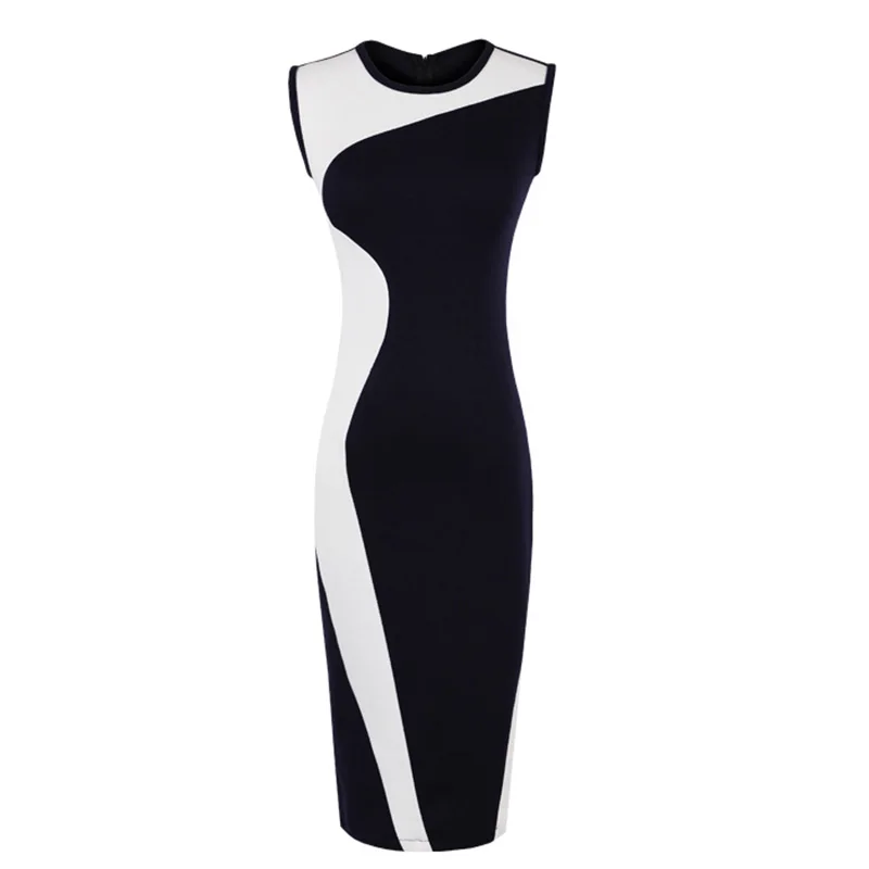 Летнее Платье Женщины Bodycon комфорт Лоскутное Повседневная одежда старинные