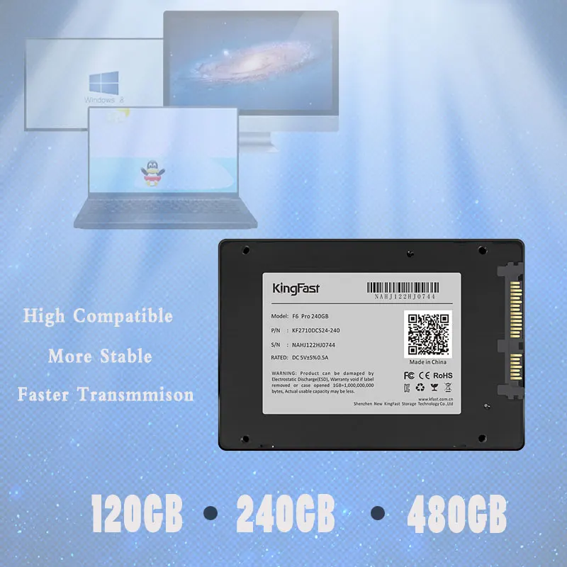 Kingfast сверхтонких металлических 2 5 &quotSATA III SSD ЖЕСТКИЙ ДИСК ВНУТРЕННИЙ 120 ГБ 240 480 1 ТБ