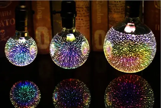 3D Galaxy лампочка светодиодный свет 3D звезды эффект фейерверка ночник ST64 A60 G80 G95 G125 Декор для дома и сада со стразами Galaxy лампы
