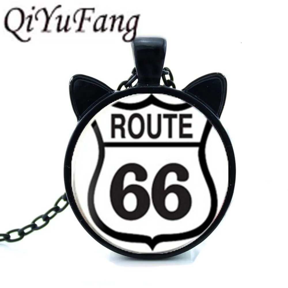 QiYuFang новые шоссе 66 США дорожные знаки ожерелья черная подвеска с двумя ювелирные