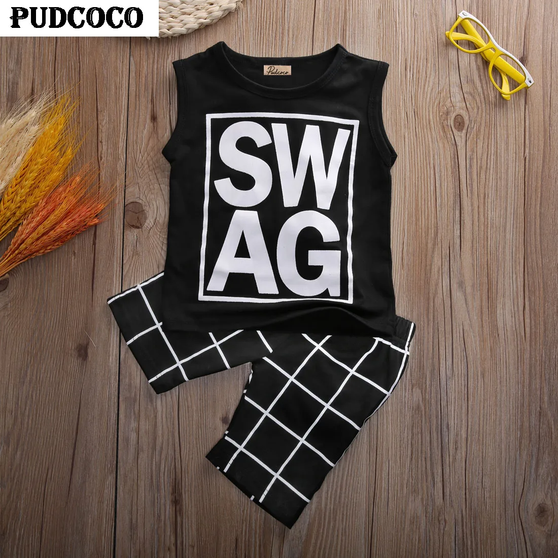 2 шт. футболка без рукавов и штаны в клетку | Детская одежда обувь