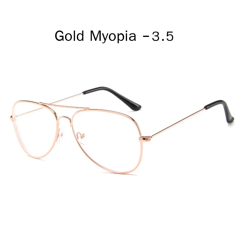 gold myopia 3.5 Zilead, металлические очки для близорукости, для женщин и мужчин, очки для пилота, близорукие, для вождения, близорукие-4,0, унисекс - Цвет оправы: gold myopia 3.5