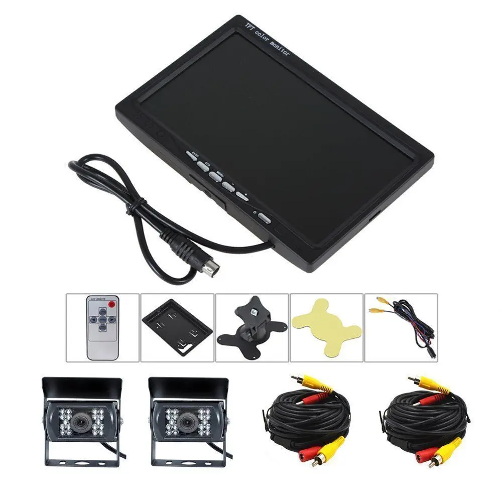 Podofo 7 &quotLCD двойная запасная камера автомобильный монитор заднего вида Комплект
