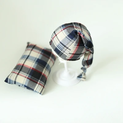 1hat 1pillow Новорожденные фотографии реквизит детские клетчатые палантины шапки и подушки милый мягкий набор Fotografia аксессуары Студия съемки реквизит для фотографий - Цвет: 1hat 1pillow