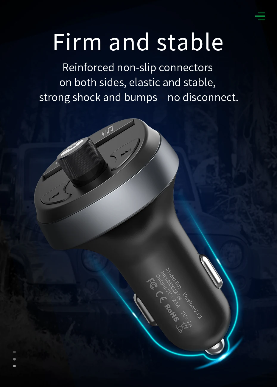 HOCO E41 Dual USB Автомобильное зарядное устройство с fm-передатчиком Bluetooth Aux модулятор Автомобильный аудио mp3-плеер 3.1A Dual USB Автомобильное зарядное устройство