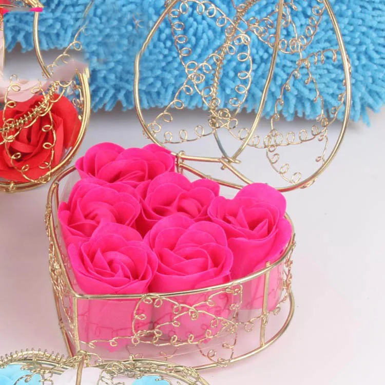 6rose red 6 шт./кор. купальный Мыло искусственный цветок подарок в форме сердца розы купальный Мыло День матери Свадебная вечеринка подарок каблук 10 см x 6 см - Цвет: 6rose red