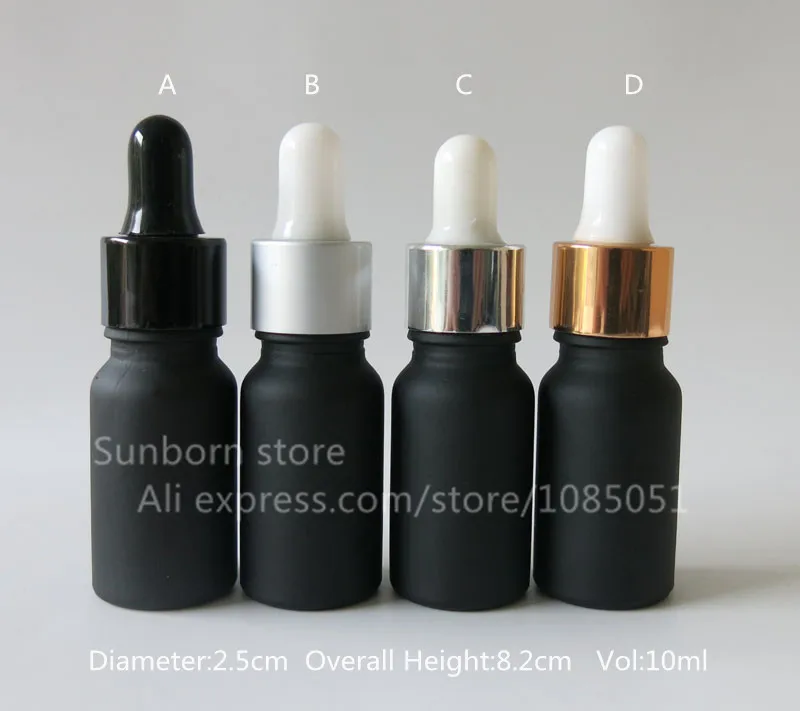 200 шт х 10 мл Черное Матовое Стекло флакон капельница для масла|frosted glass bottle|frost black