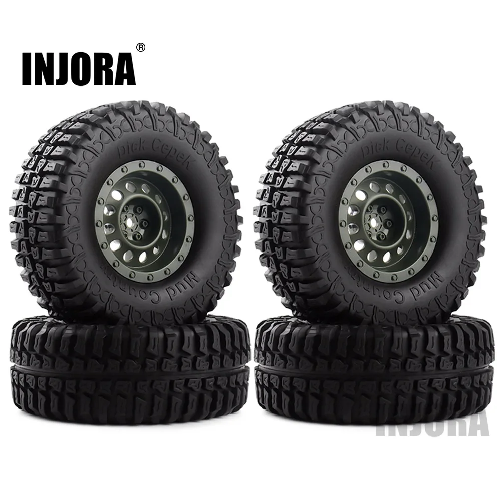 Army Green INJORA 4 шт. пластик 1," обод колеса шины Набор для 1/10 RC Гусеничный автомобиль осевой SCX10 90046 Tamiya CC01 D90 D110 - Цвет: Army Green