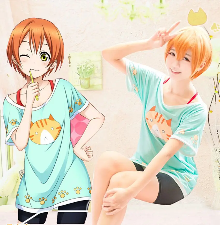 LOVE LIVE! Отлично! Футболка для косплея Рина хошизоры летняя футболка с короткими