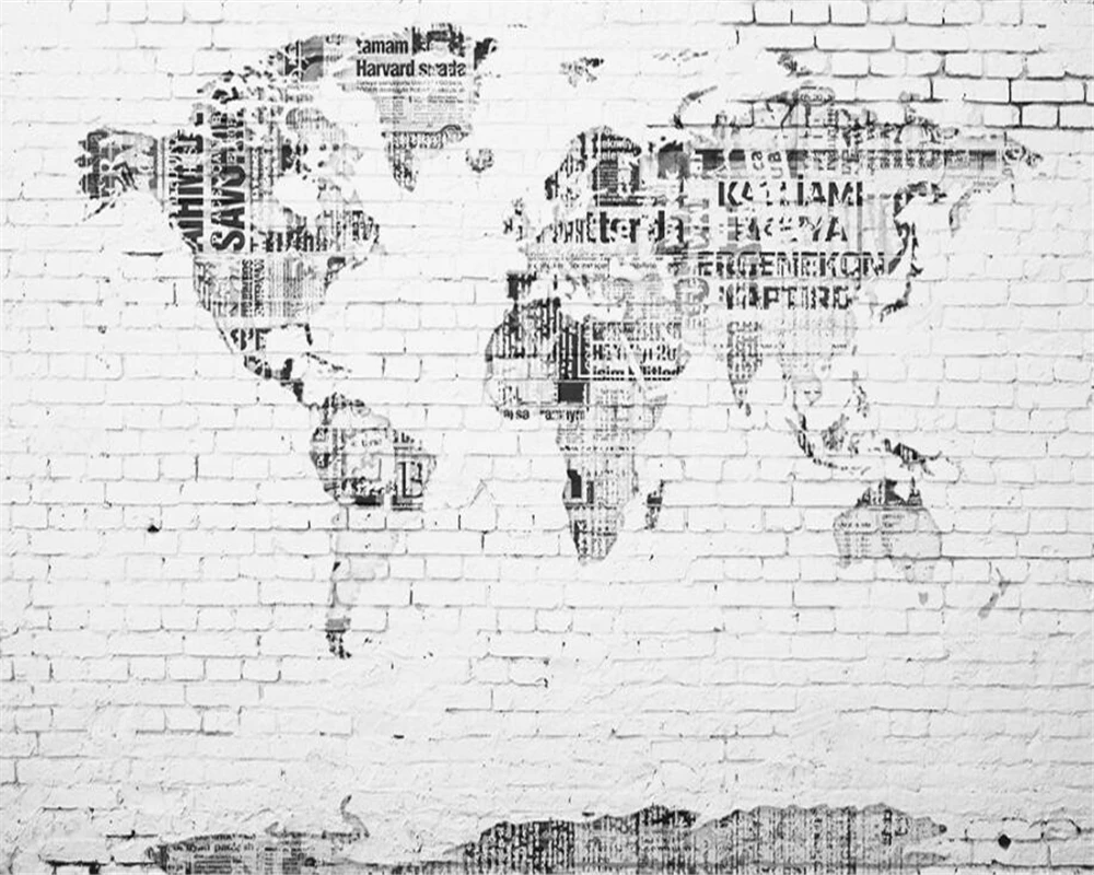 

Beibehang Photo wall mural wallpaper retro world map brick wall background wall abstract art painting wall paper home decor