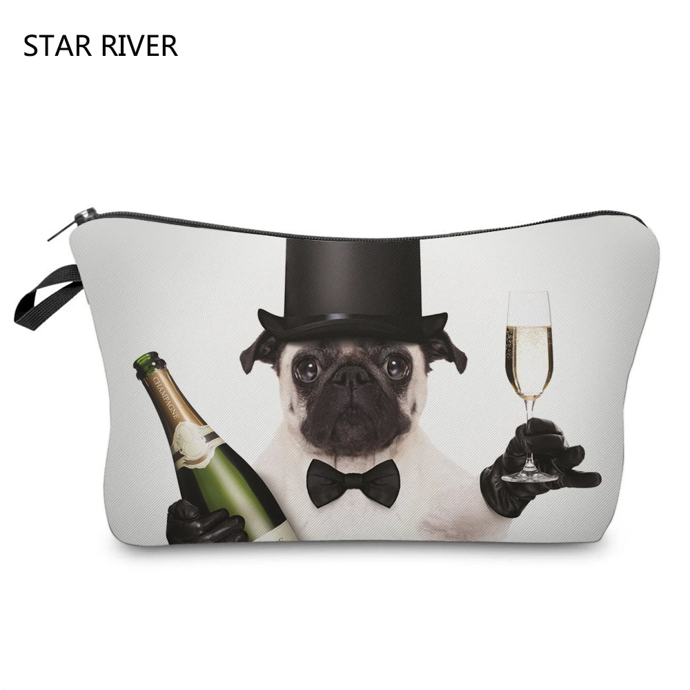 3D Printing Makeup Bag Pug Life Pink Puppy Cosmetic Case Travel Pouch Organizer Toiletry Necessaire Maleta De Maquiagem | Красота и