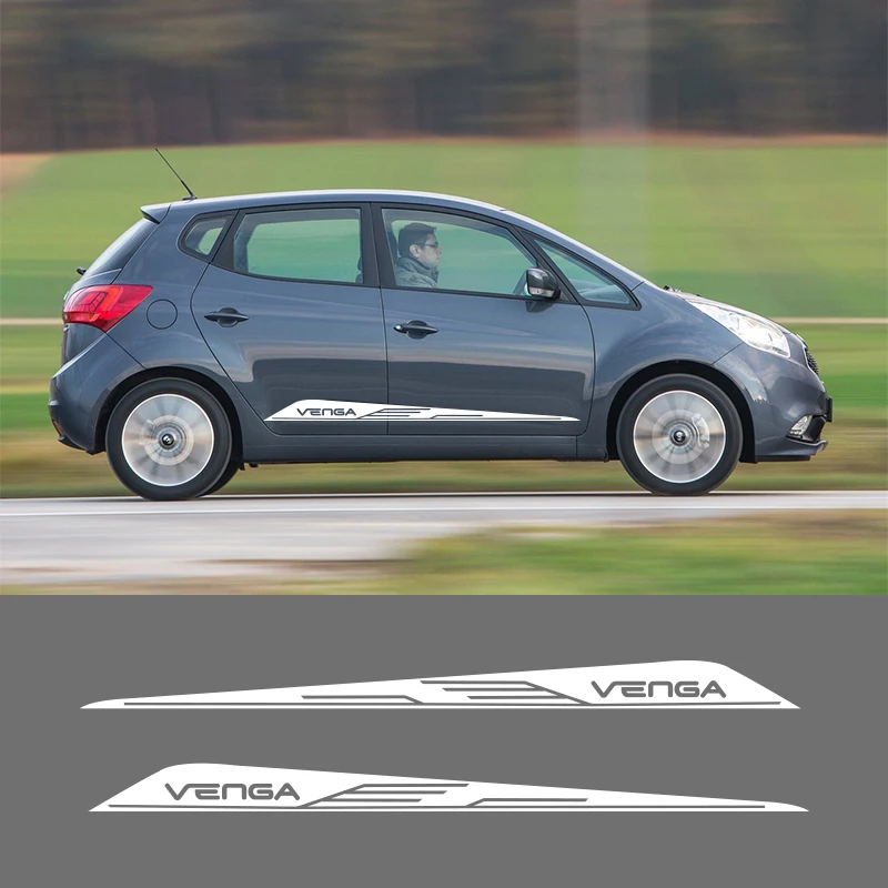 

2 PCS VENGA Vinyl Car Styling Side Stripes Skirt Sticker Decals Graphics Wraps Body Stickers For Kia