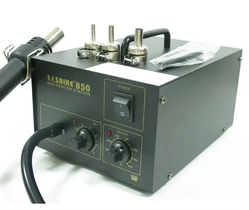 Паяльная станция SAIKE 850 с пистолетом горячего воздуха для распайки горячим