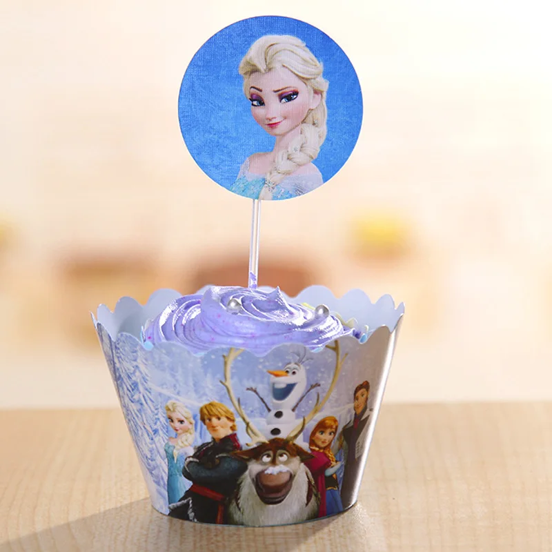 Красивая Замороженная Принцесса Олаф семейный кекс 12 Топпер + оберток для детей
