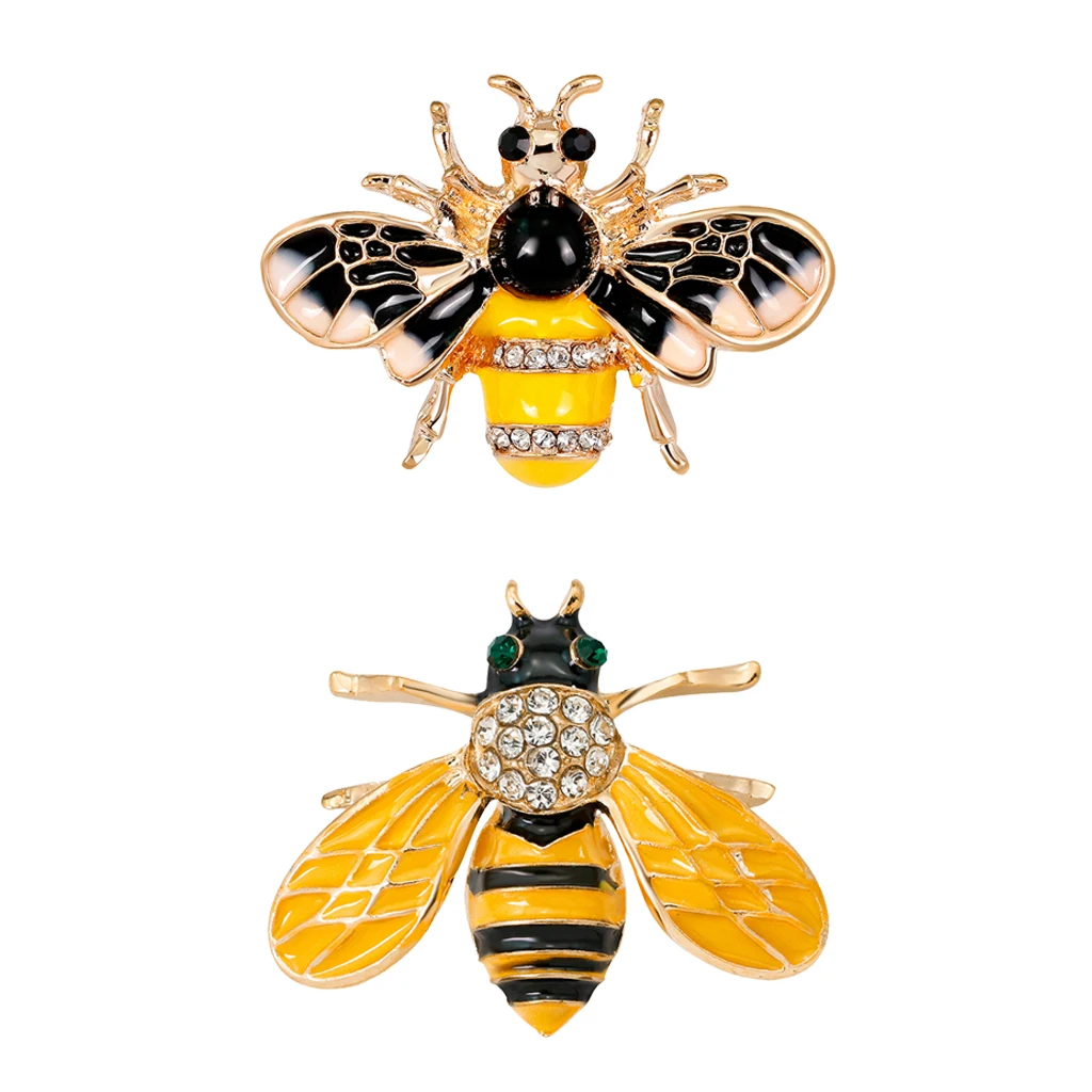 2 шт. милый Honeybee с горным хрусталем мощеная жучка брошь в виде насекомого