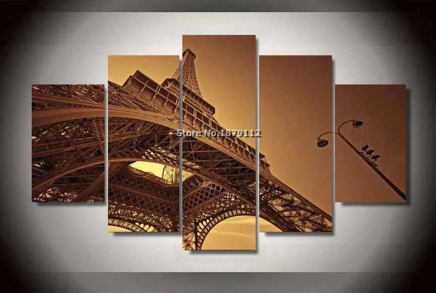 Горячая продажа 5 шт. настенное искусство Париж Эйфелева башня картина для