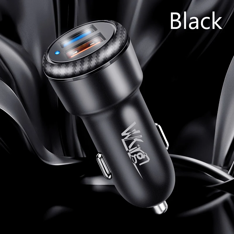 Black VVKing быстрое автомобильное зарядное устройство Quick Charge 3,0 2 USB QC3.0+ 2.4A 30 Вт Зарядка для iPhone samsung Xiaomi huawei FCP/AFC Автомобильная Быстрая зарядка - Тип штекера: Black