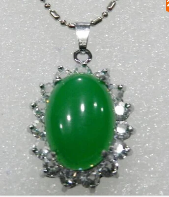 13X18mm Green gem Oval Bead inlay pendant necklace 18&quot AAA Grade Factory Wholesale price Giftword for women jewelry | Украшения и