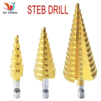 4 12mm 4 20mm 4 32mm metric spiral flute step hss steel 4241 cone titanium coated drill bits tool set hole cutter