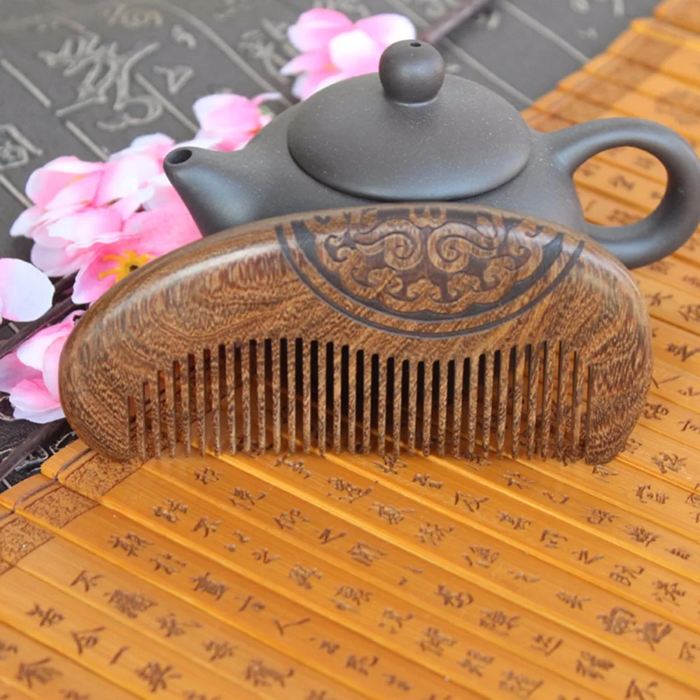 Кофейная деревянная расческа из натурального сандалового дерева супер узкая