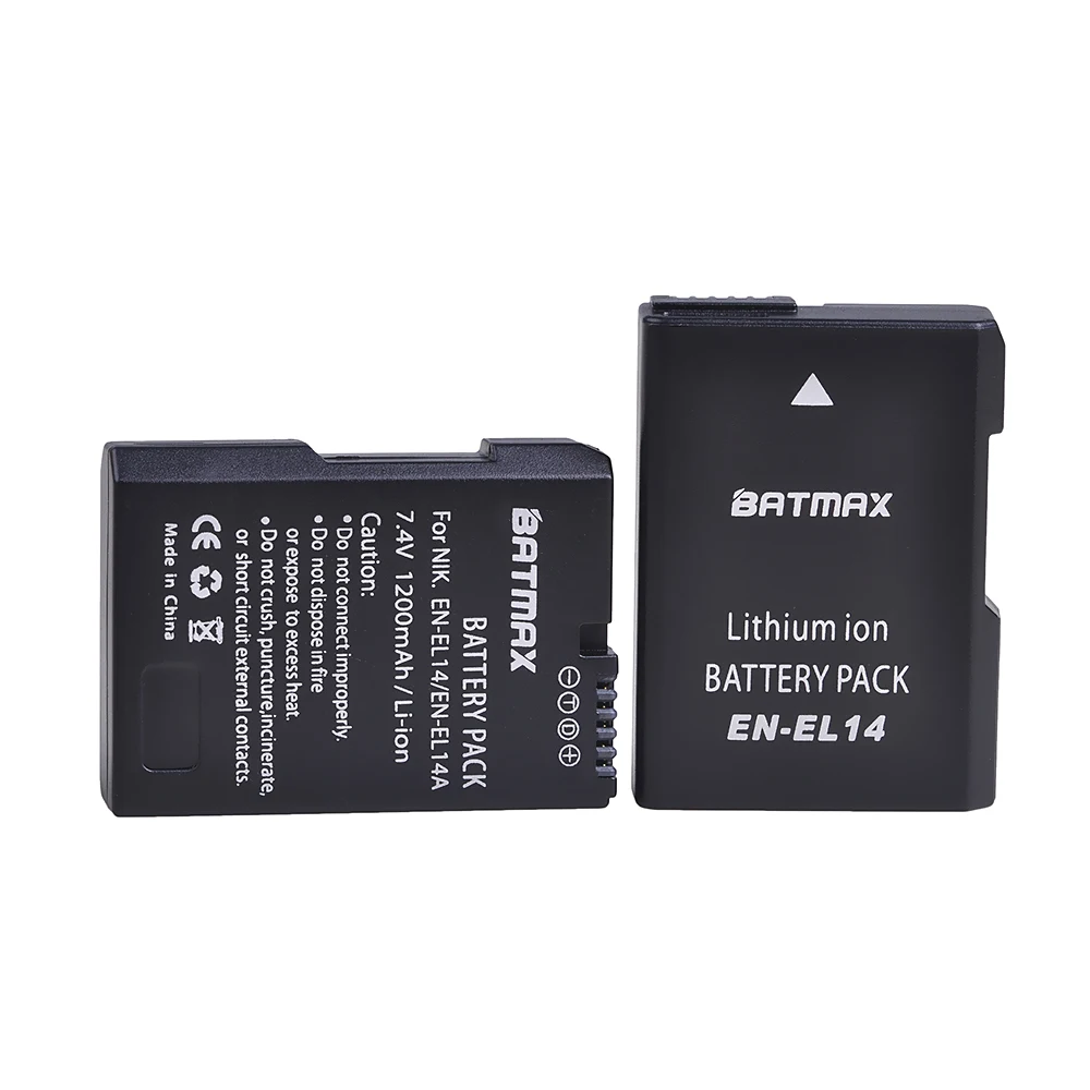 Batmax EN-EL14 EN-EL14A EL14 1200mAh Camera Battery for Nikon D3100 D3200 D3300 D3400 D5600 D5100 D5200 P7000 P7800