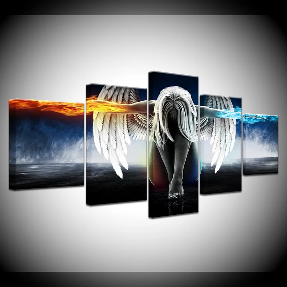 

Angel Wings Canvas Artwork modern Modular 5 panel HD Print wall Poster Canvas painting for Living Room Home Decor
