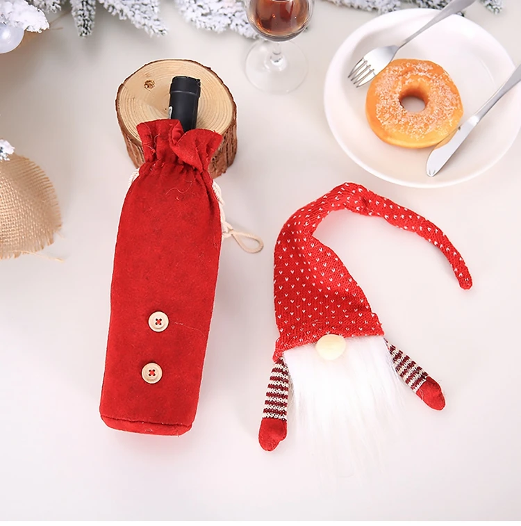FENGRISE Santa Claus Wine Bottle Cover Christmas Decorations For Home Christmas Stocking Gift Navidad New Year's Decor