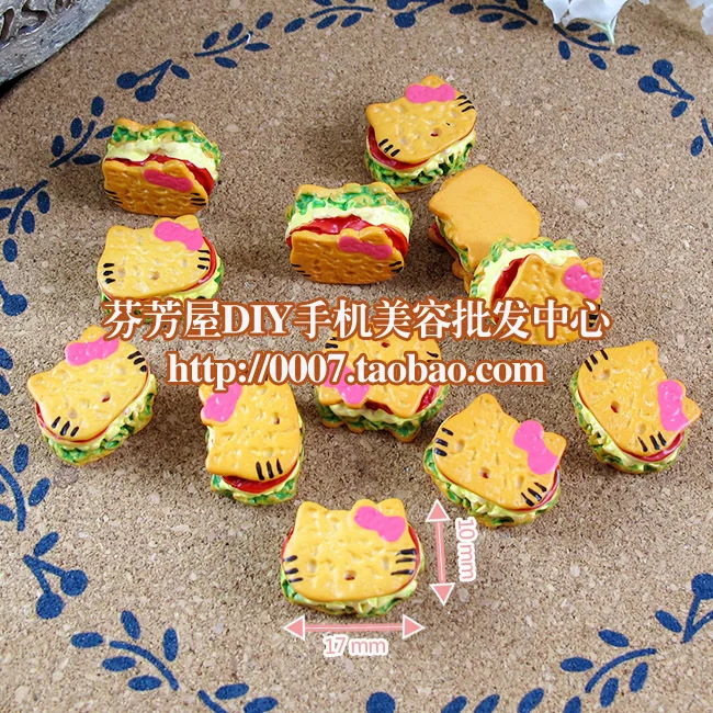 

50pcs/lot flat back resin cat CC Hamburgers 17*10mm mixed crafts DIY home decorations