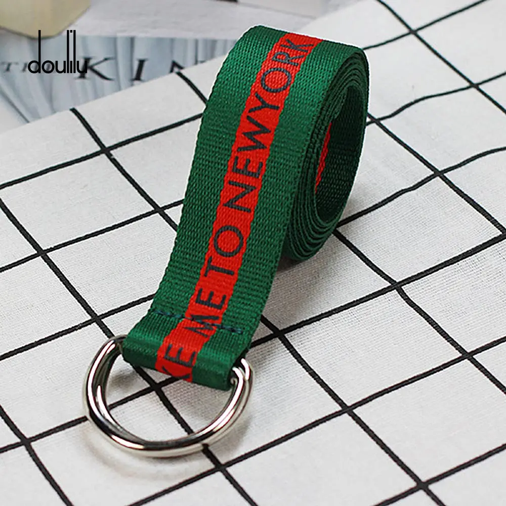 Canvas Belt 130 см женский ремень холст печать английский D мода нейтральный нейлоновое кольцо с двойной пряжкой студенческий женский ремень - Цвет: Canvas Belt