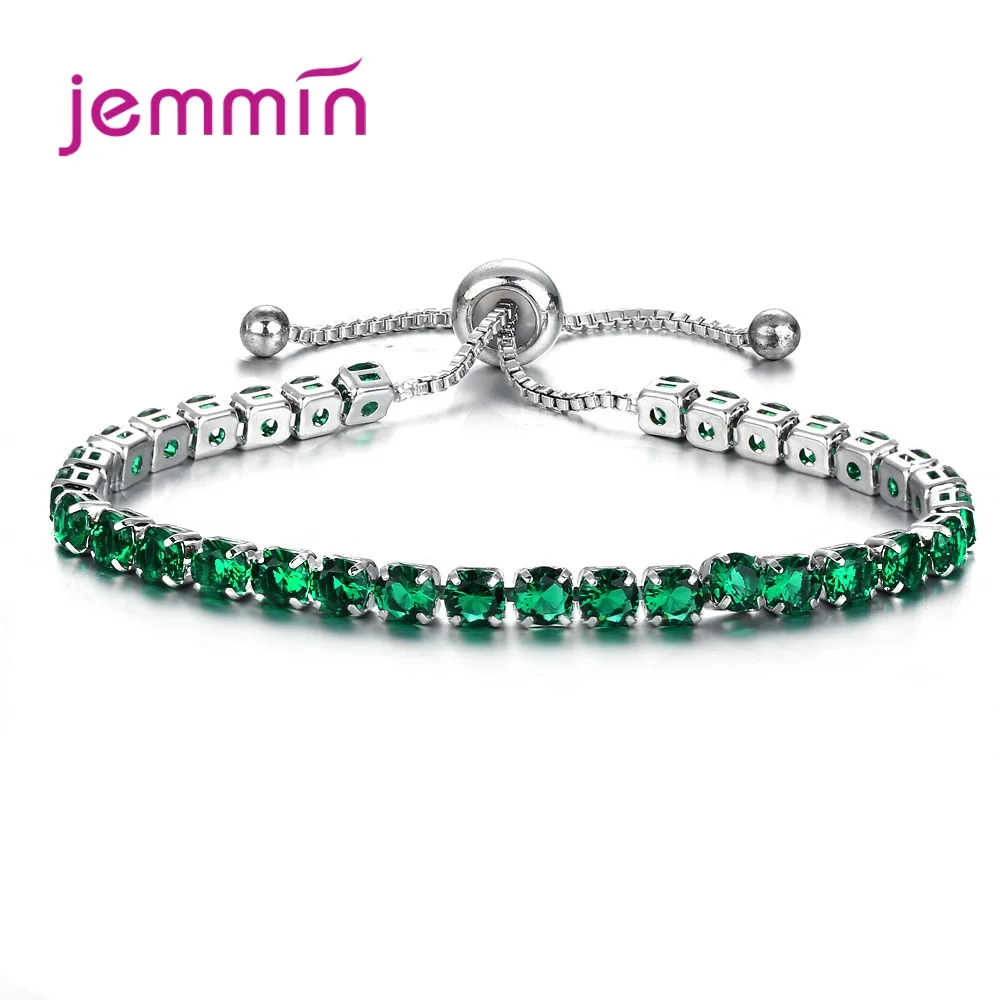 green silver Модные ювелирные изделия Блестящий 925 пробы серебряный браслет Браслеты Pave полный 3A+ класс кубического циркония Кристалл Яркий Свадебная вечеринка - Цвет камня: green silver