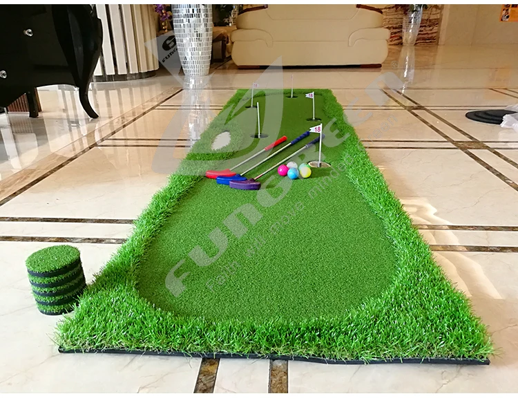Новый FUNGREEN Golf 5 отверстий зеленый 75x300 см для тренировок в помещении и на улице